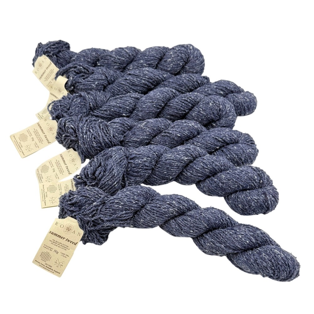 Rowan Summer Tweed Yarn 5 Skeins SH529 Blue 70 Silk 30 Cotton Dye Lot 15D8